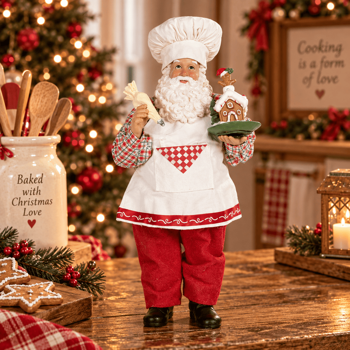 Clayre & eef Babbo Natale nuovo pasticciere h 26 cm