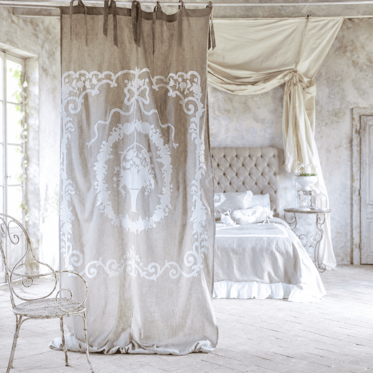 Blanc Mariclo' Coppia Tenda collezione Soffio in Lino