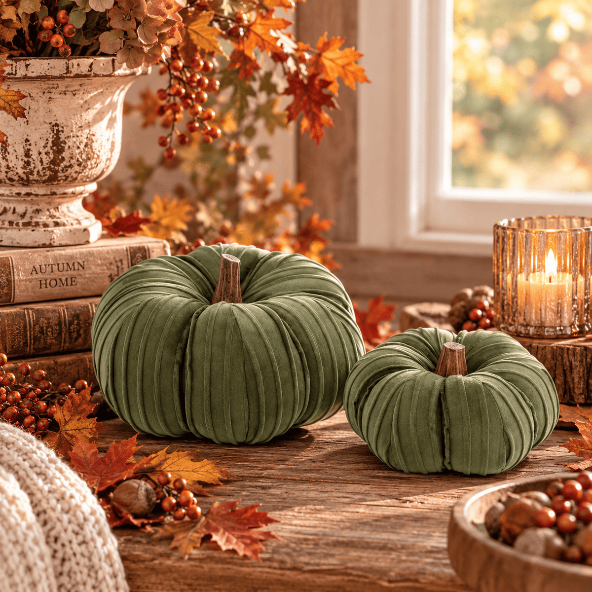 Blanc Mariclo decorazione zucca verde in velluto con varianti