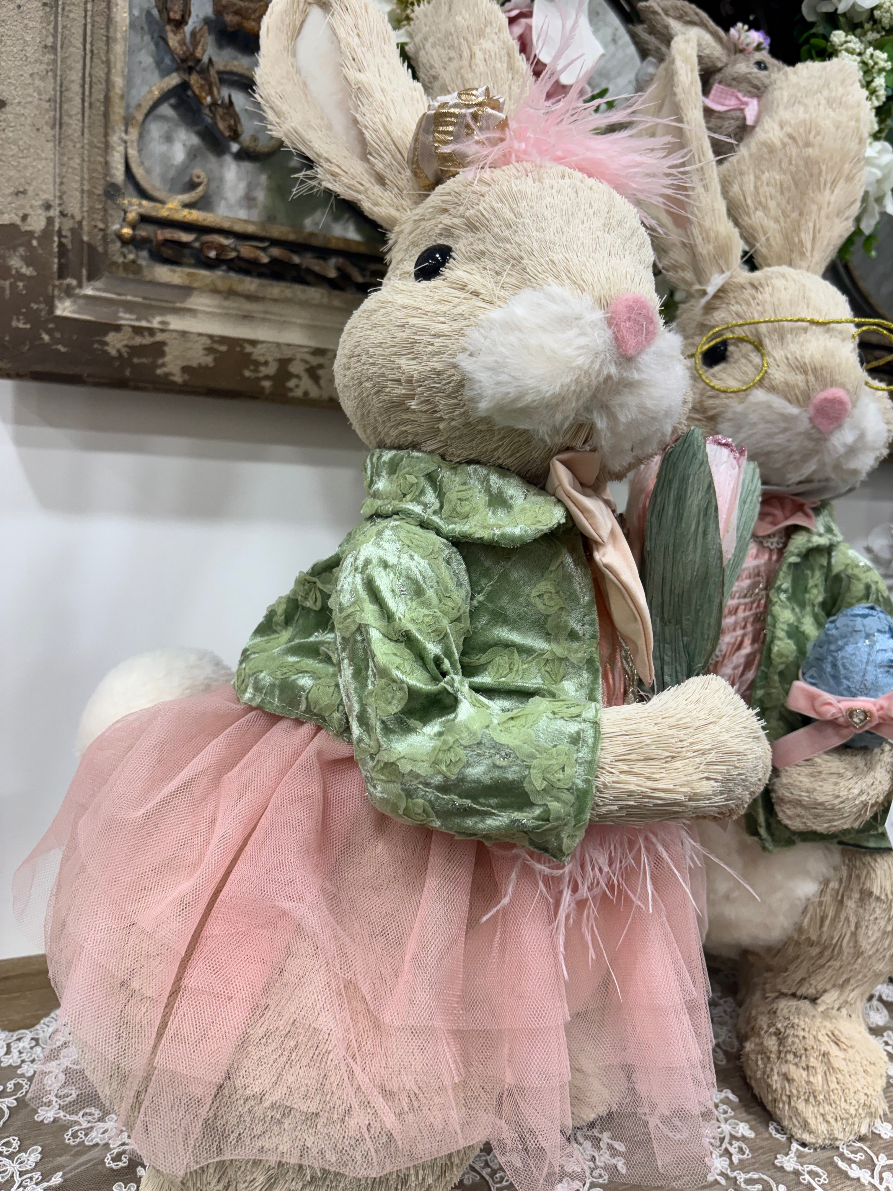 Fiori di Lena Coppia di conigli Pasquali Luxury h 65 cm