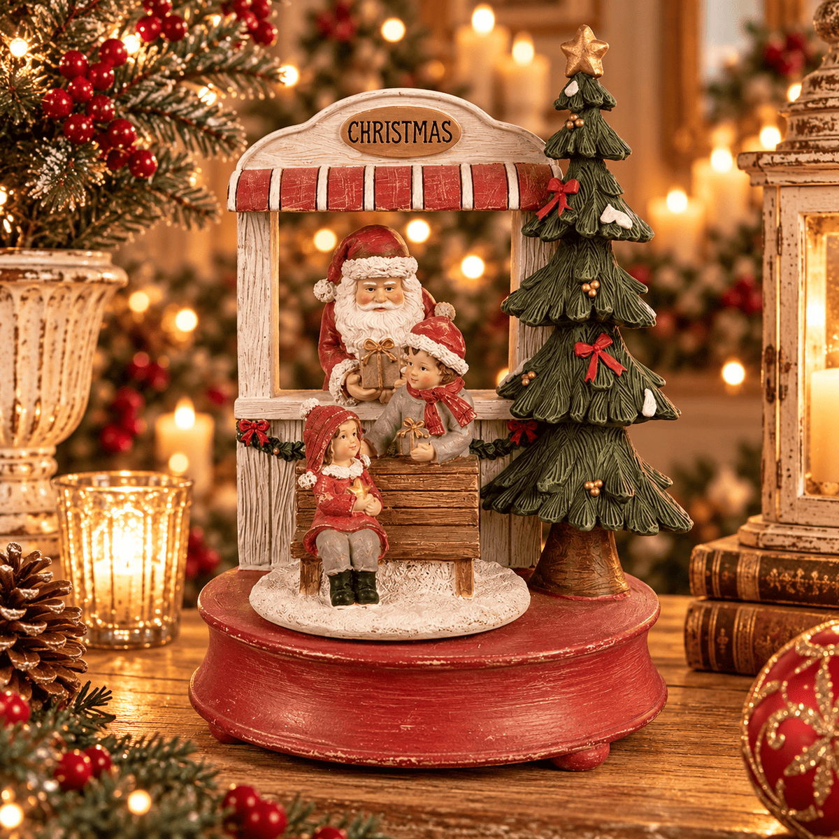 Clayre & Eef Carillon Babbo Natale con bambini