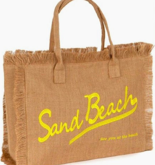 Sand Beach borsa mare  Shoppers in iuta ricamata ass.