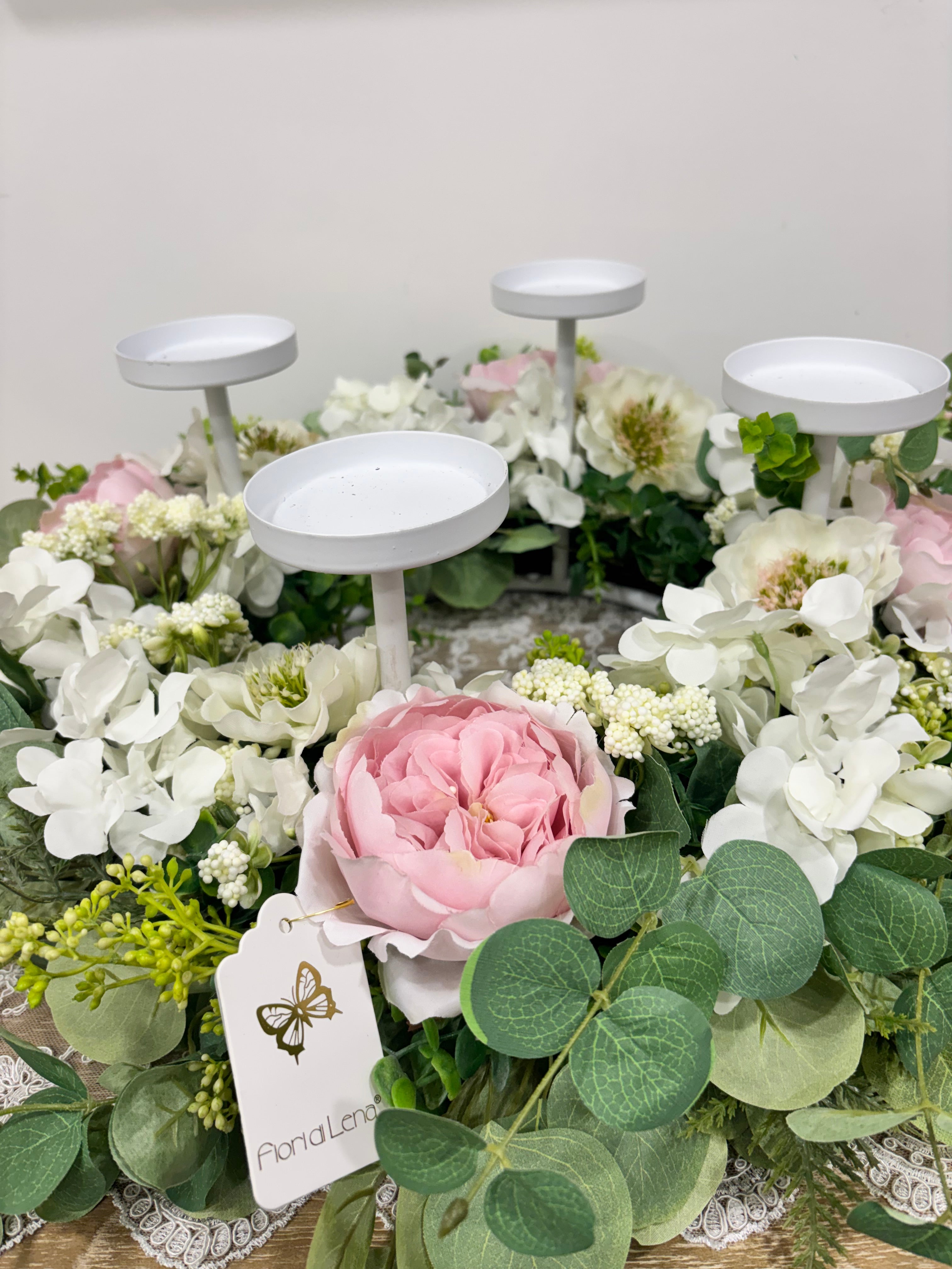 Fiori di lena centrotavola “Armonia di Primavera” con Peonie e Anemone