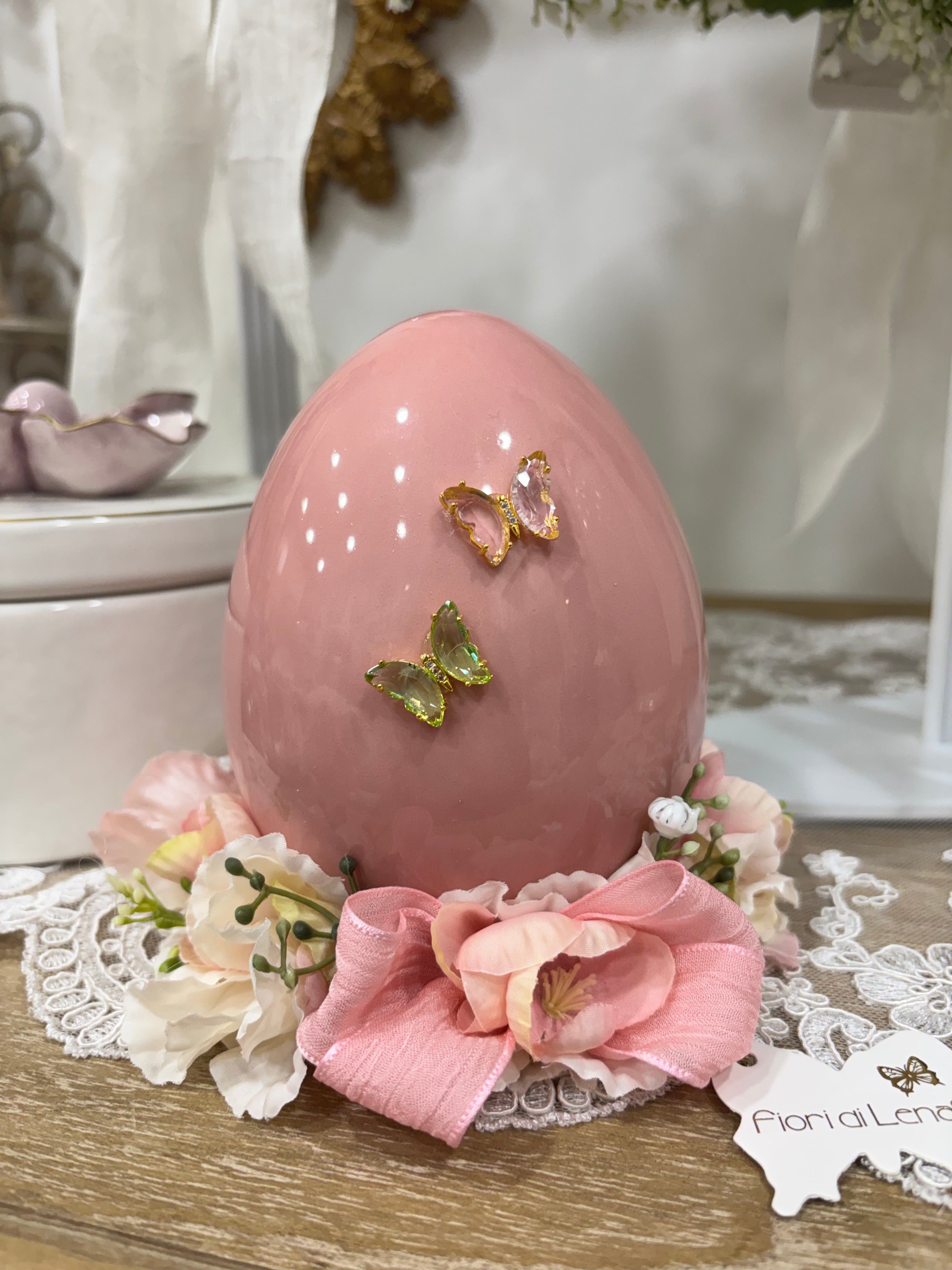 Fiori di Lena Uova in Ceramica "Petali e Farfalle"