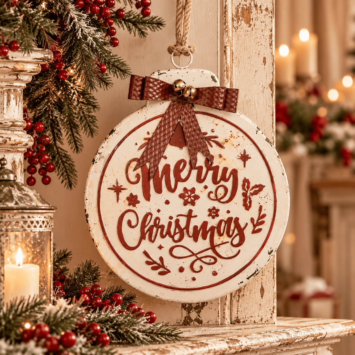 Clayre & Eef Decorazione in Metallo Sfera di Natale 30x4x37 cm