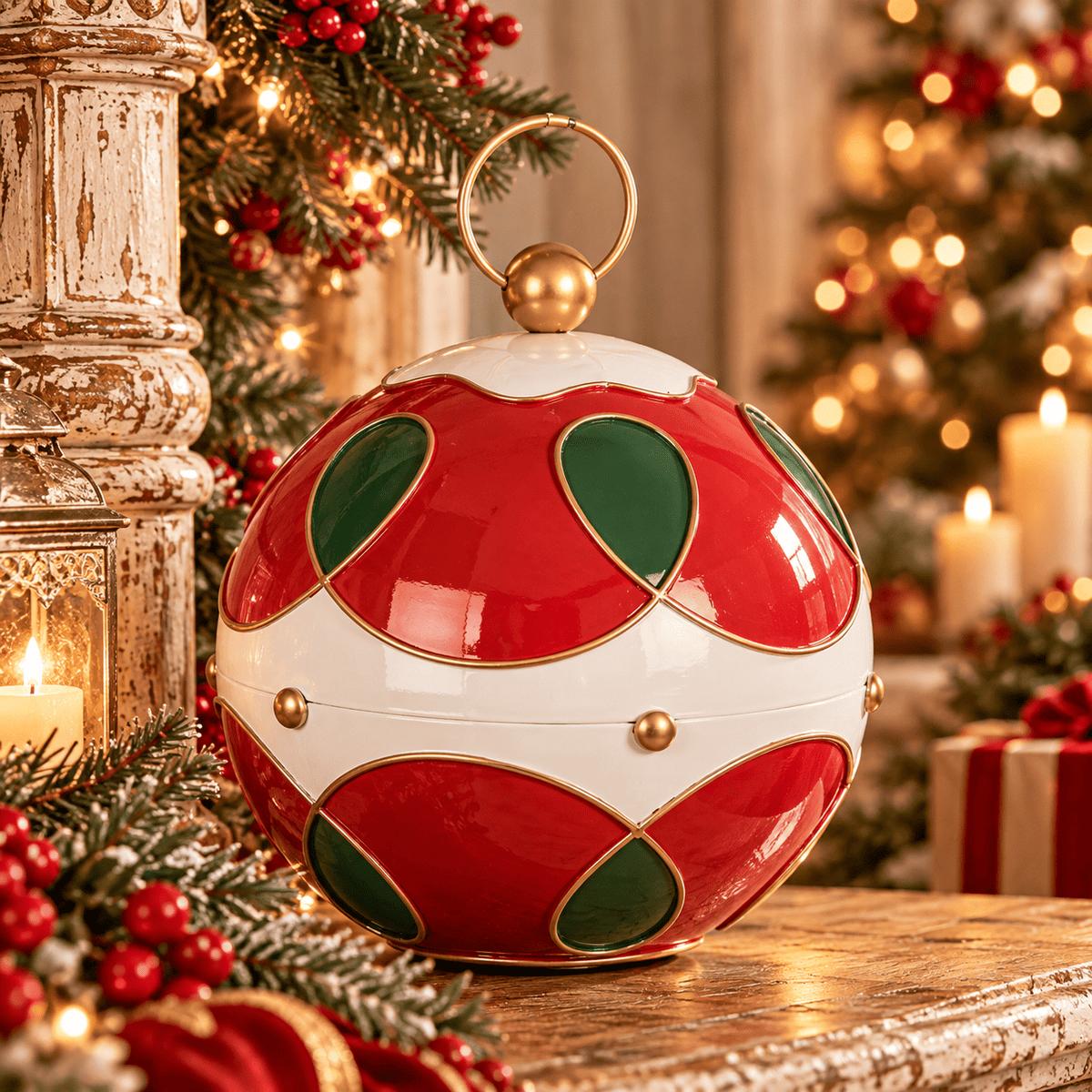 Clayre & Eef Decorazione in Metallo Sfera di Natale 24x 27 cm