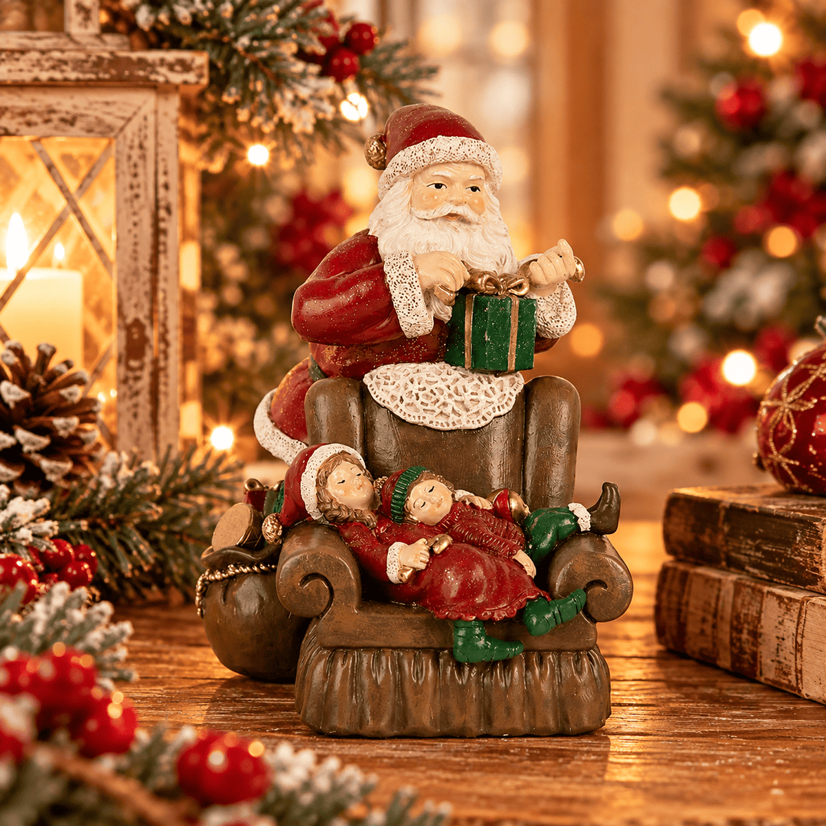 Clayre & eef Scenetta natalizia Babbo Natale con bimbi
