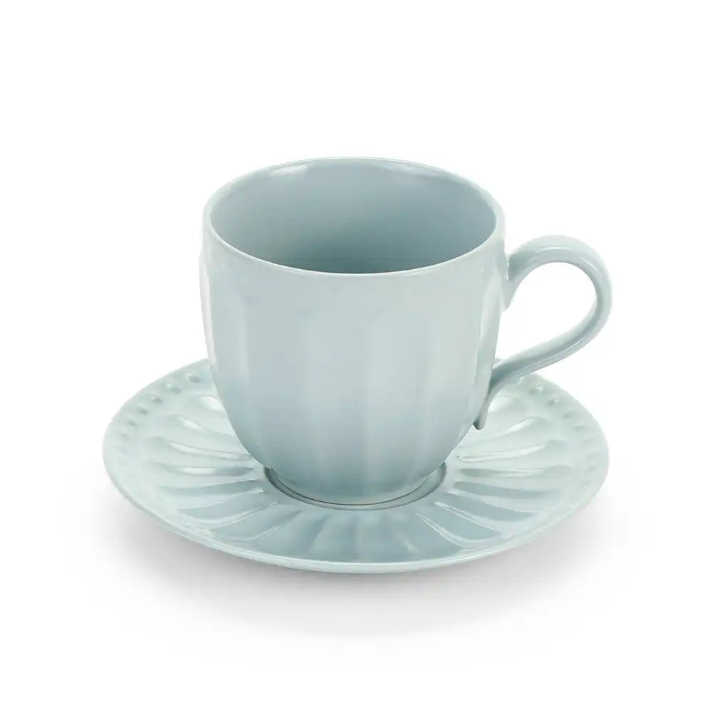 NUVOLE DI STOFFA TAZZA DA THE CON PIATTINO IN CERAMICA DEMETRA COLORE TIFFANY