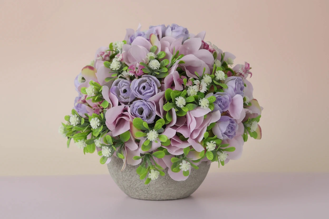 Fiori di lena Vasetto con composizione floreale