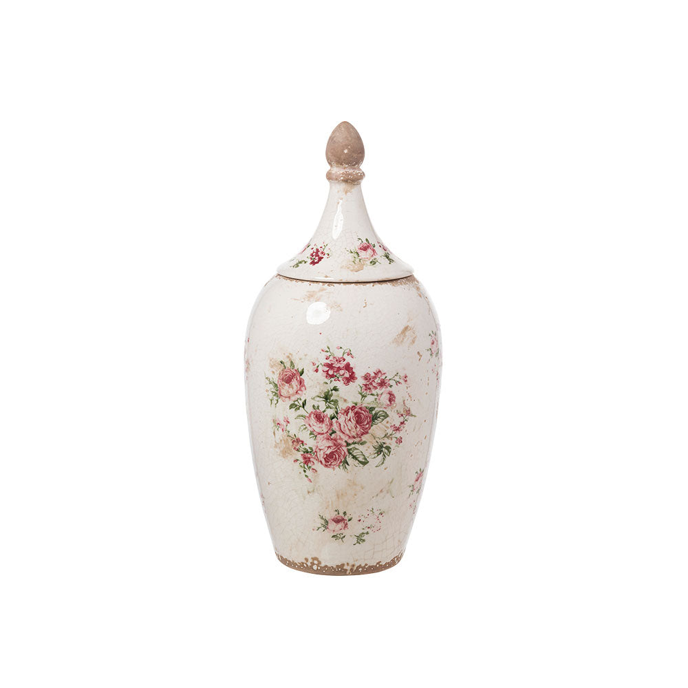L'Arte di Nacchi Potiche in ceramica smaltata con rose