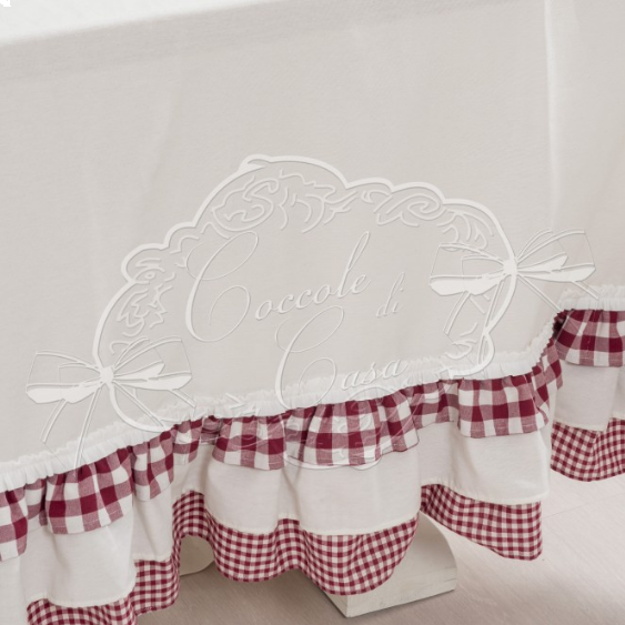 COCCOLE DI CASA TOVAGLIA LINEA COUNTRY RED VARIANTE BIANCA