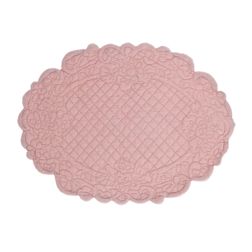 Blanc Mariclo' tovaglietta ovale in boutis colore Rosa